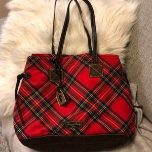 DOONEY & BOURKE RED PLAID TOTE